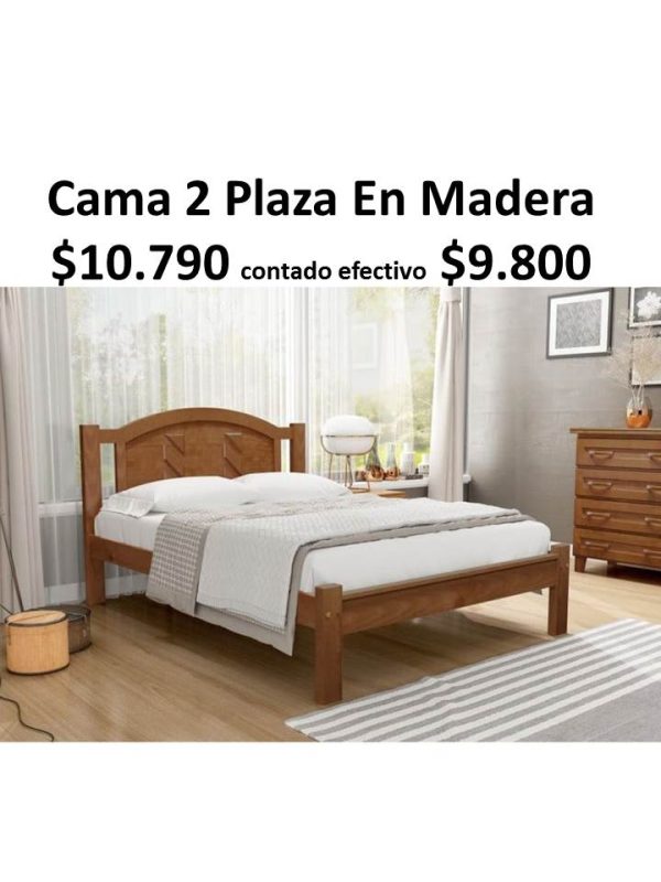 Cama 2 Plaza En Madera
