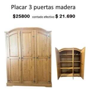 Placard En Madera 3 Puertas