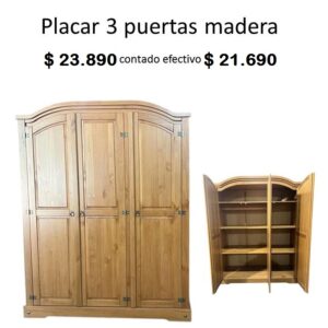 Placard En Madera 3 Puertas