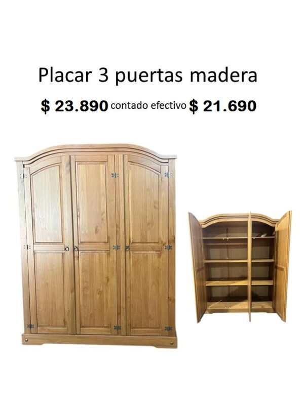 Placard En Madera 3 Puertas